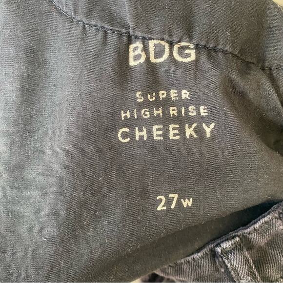 BDG Womens Super High Rise Cheeky Distressed Denim Shorts in Washed Black 27 - Picture 4 of 5